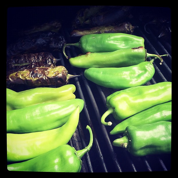 Roasting 30lbs. of Green Hatch Chilies