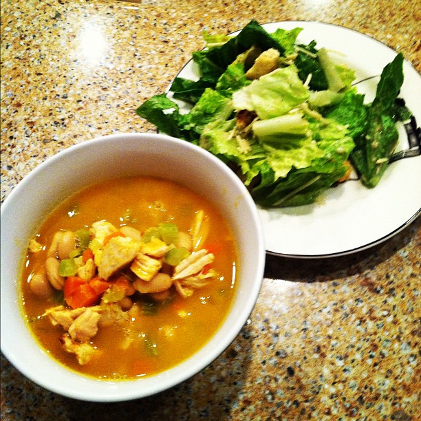 So excited that my wife made a dinner for the first time! White bean chicken pumpkin soup. Thanks @ashleycox_pals3