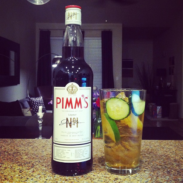 Enjoying a wonderful Pimms Cup with @ashleycox_pals3 in our backyard.