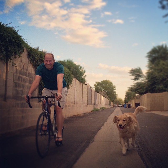 It's biking weather and Napa wanted to join in! #doggierun #biking