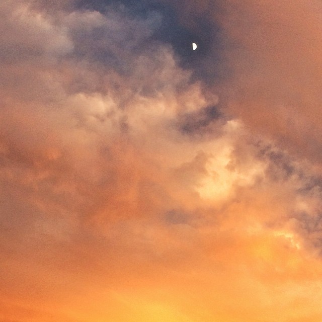 Wow! What an amazing sunset with the moon hanging out. #sunset