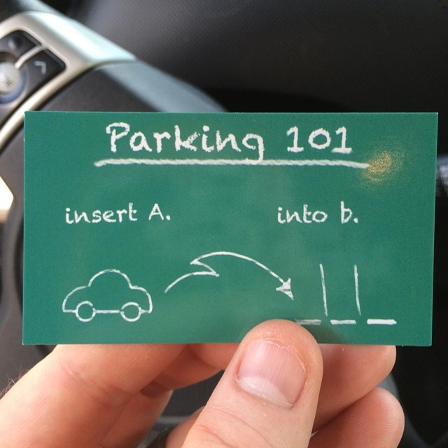 Ha ha! Just found this on my car. I guess my parking today didn't meet standards. #toofunny #badparkingcards