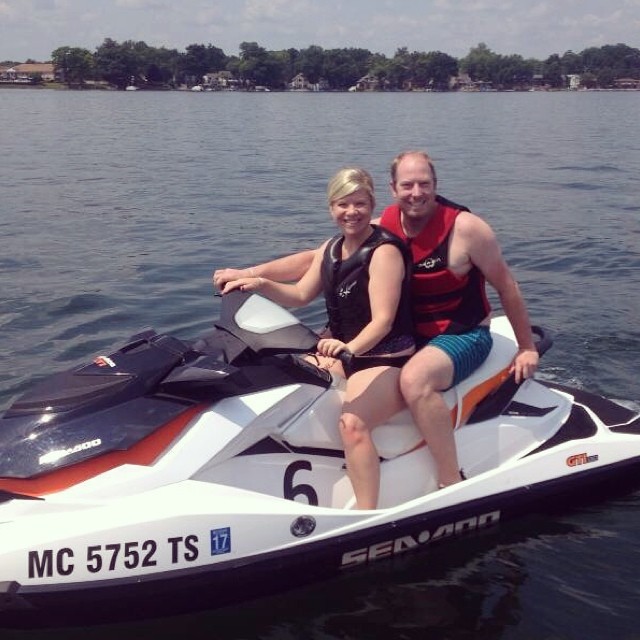 Enjoying a great time with our family in Michigan. We had some fun on a jet ski.
