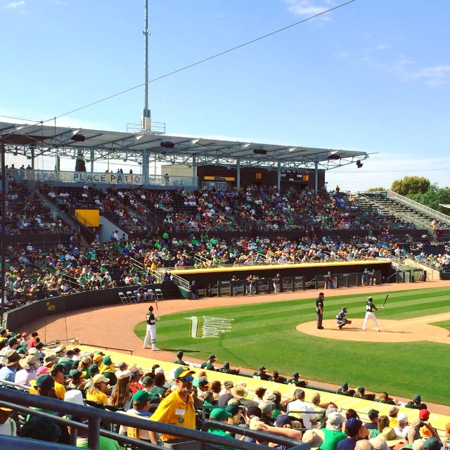 The @athletics are tearing the @Padres apart 10-0. #springtraining #baseball